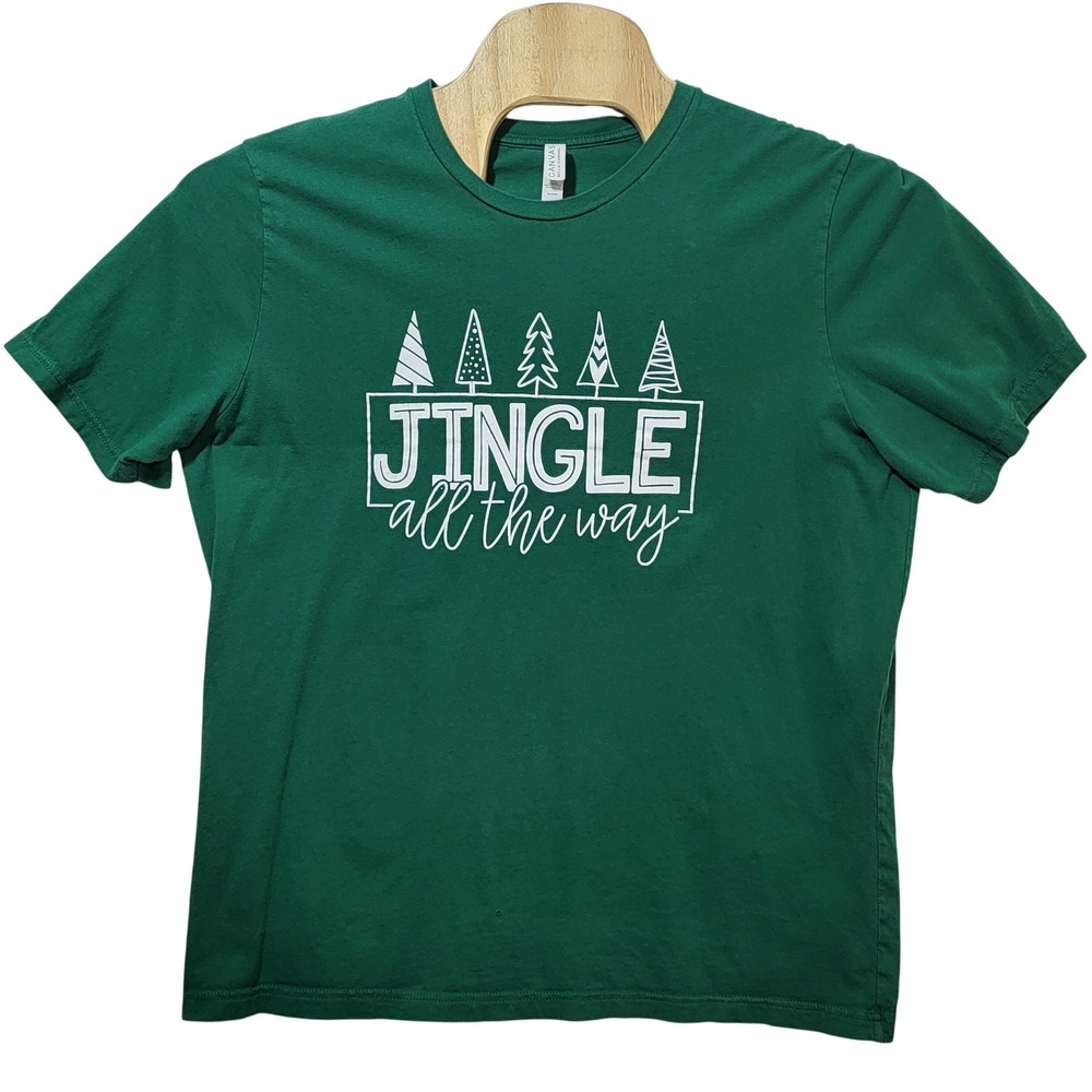 Bella Canvas Green Jingle All The Way Christmas Tree Graphic Tee Shirt Mens 2XL